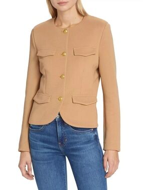 NWT Veronica Beard Camel Crewneck Button Blazer